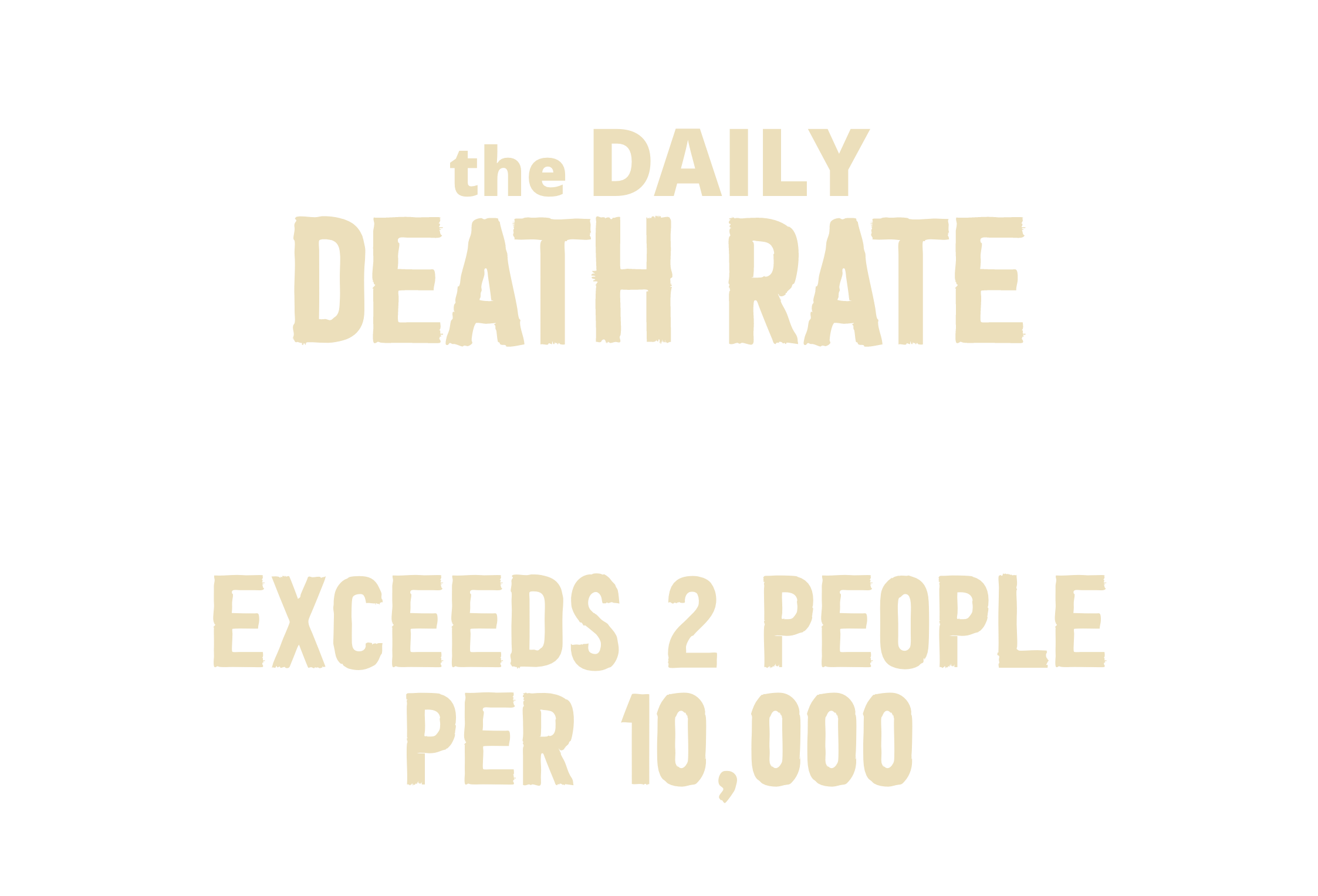 Ежедневная смертность от голода или сочетания недоедания и болезней превышает 2 человек на 10 000 