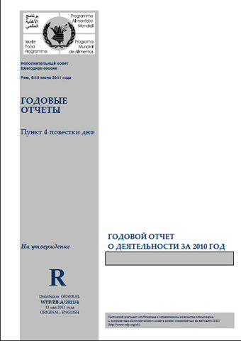 Годовой отчет ВПП ООН 2010